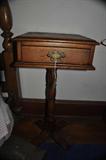 Early birdseye maple pedestal 1 drawer stand