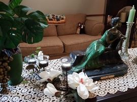 Chiparus Reproduction, Entertainment Center T.V. Table, Love Seat, Oversized Chair