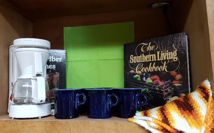 Small Coffee Maker, Cook Books, Fiesta Cups, Pot Holders