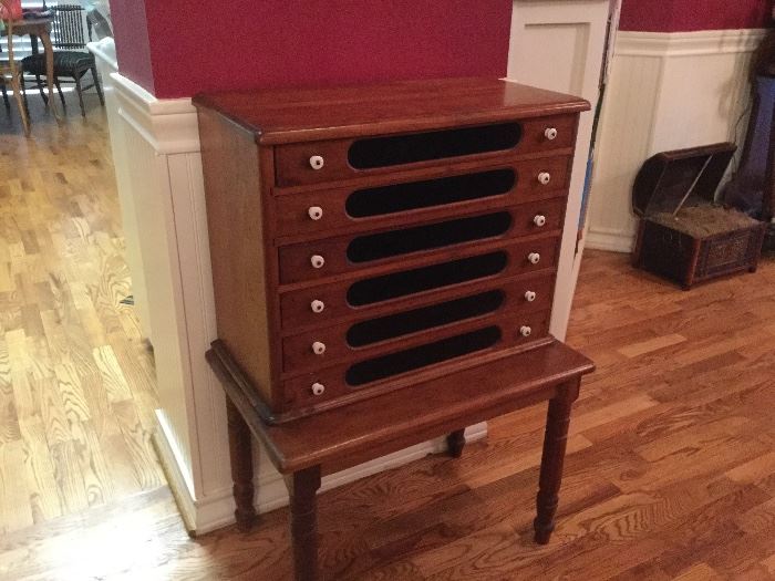 6 Drawer Siver Chest on Stand