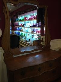 Georgeous Birdseye Maple Dresser with Large Mirror