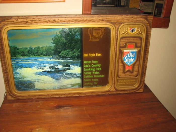 Old Style waterfall river rapids motion bar light pub sign