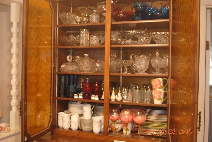 Assortment of glassware which are depression, Fenton and cut and/or etched