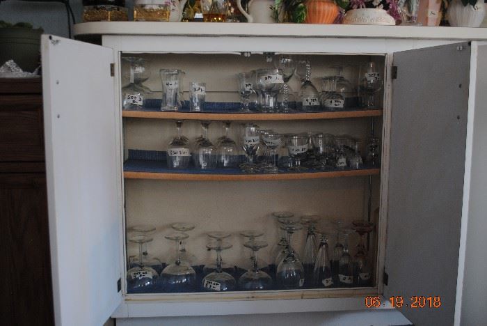 Large assortment of stem ware and other glass styles