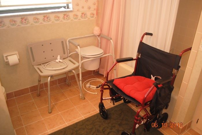 Shower chair, portable toilet and wheel chair for elderly or disabled