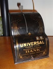 Nice old Universal Three Coin bank.