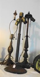 Cast iron lamp stands..... these go with the previous lead and glass lamp shades