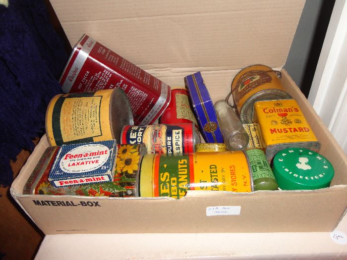 Part of large collection of advertising tins.