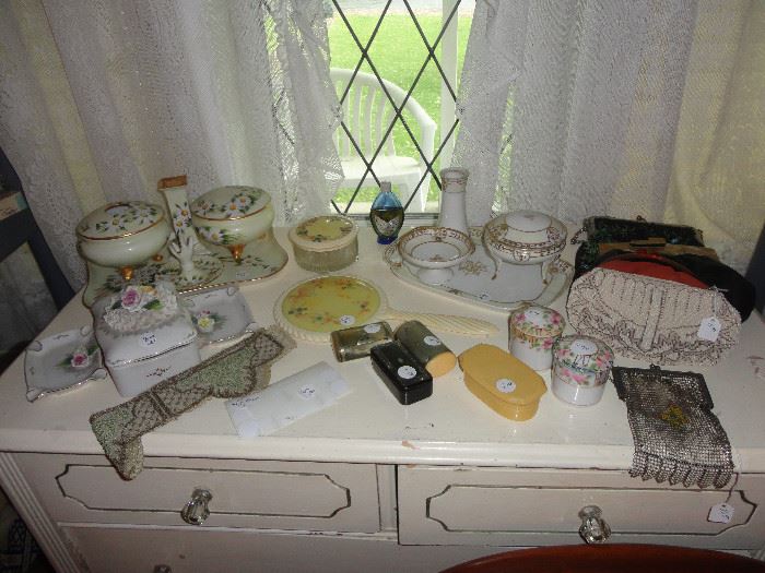 Nice assortment of antique dressing table items.