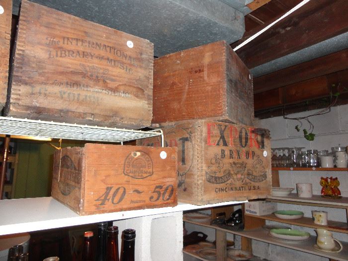 Just a few of several advertising crates - most in good condition.
