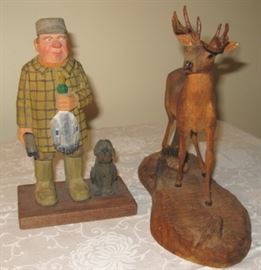 Carved Deer and Hunter