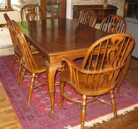 Drexel oak dining table and chairs