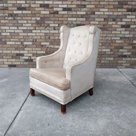 Hollywood regency champaign velvet wing chair - $150

