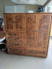 Burlwood & brass campaign style armoire from Hickory Furniture 54" L x 19" W x 57" H - $250 MARKDOWN now $150
