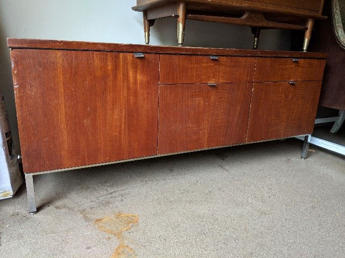 Mid century modern walnut and steel credenza in the style of George Nelson for Herman Miller - $200

