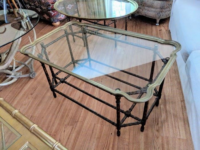 Baker Furniture Style rectagular Brass tray top coffee table - $350


