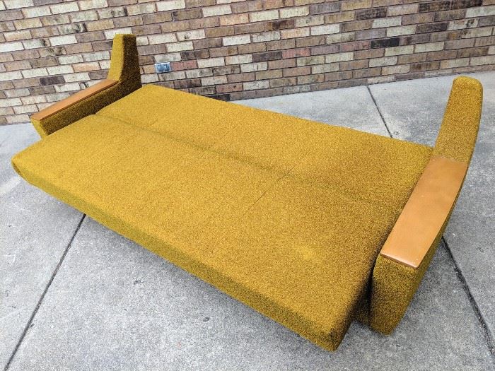 - Mid century modern green convertible beech wood daybed sofa West Germany - $500

