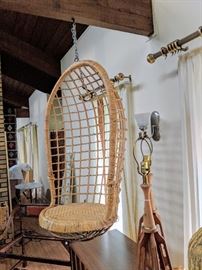 - Mid Century modern hanging rattan basket chair- SOLD
