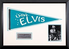 Original Elvis Concert Pennant with Photo, Beautifully Custom Matted & Framed