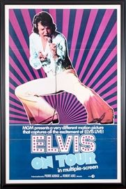 Original Tri-fold Elvis Presley "Elvis On Tour" One Sheet Movie Poster, Custom Framed & Matted
