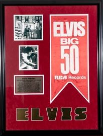 Elvis Presley "BIG 50" 1970 Las Vegas International Satin Banner With Photographs "That's The Way It Is”