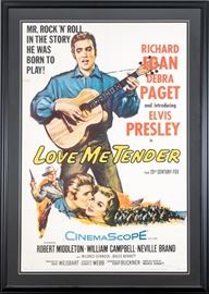 Original Elvis Presley "Love Me Tender" One Sheet Movie Poster, Beautifully Framed, Linen-backed & Matted