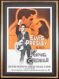 Original Elvis Presley "King Creole" One Sheet Movie Poster, Custom Framed, Linen-backed & Matted