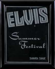 VERY RARE Original Elvis Etched Glass Concert Plaque For The Summer Festival At The Sahara Tahoe