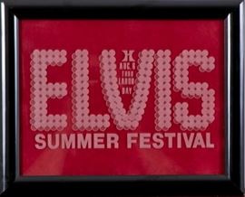 Original Elvis Etched Glass Concert Plaque For The Summer Festival At The Las Vegas Hilton