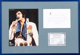 Book Signed By Elvis Along With Signed Notecard And Certificate Of Authenticity - TWO SIGNATURES!