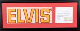 Elvis Paper Sign From Office In MGM Studios, Culver City With Letter Of Authenticity