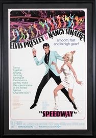 Original Elvis Presley "Speedway" One Sheet Movie Poster - Framed, Matted And Linen-Backed