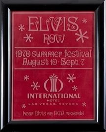 Original Elvis "NOW" Etched Glass Concert Plaque For The Summer Festival At The International Hotel