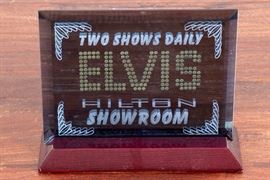 Original Etched Smokey Mirror Plaque From The Front Desk At Hilton Two Shows Daily