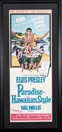 Elvis Presley Original "Paradise-Hawaiian Style" US Insert, Beautifully Matted And Framed 