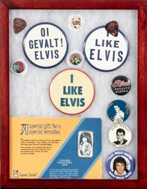 Nice Group Of Original Elvis Commemorative Buttons And Guitar Picks