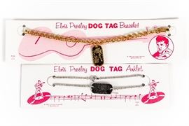 Original 1956 Elvis Presley Dog Tag Anklet And Bracelet With Original Merchandise Cards By EP 