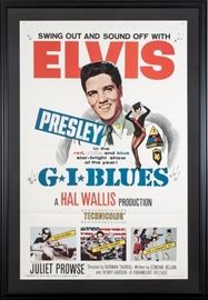 Original Elvis Presley "GI Blues" One Sheet Movie Poster - Framed, Matted And Linen-Backed