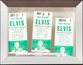 Three Elvis Presley Concert Tickets From December 31, 1975 In Pontiac, Michigan
