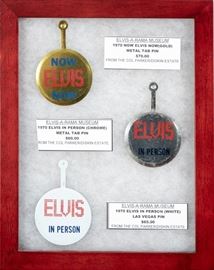 Three Elvis Metal Tab Pins From The Estate Of Colonel Parker / Diskin