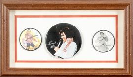 Three Original Elvis Presley Pins In Shadow Box