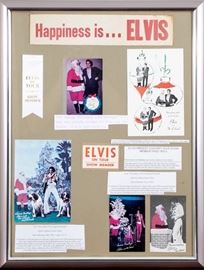 Wonderful Group Of Elvis Christmas Themed Memorabilia & Backstage Concert Pass For Band Members
