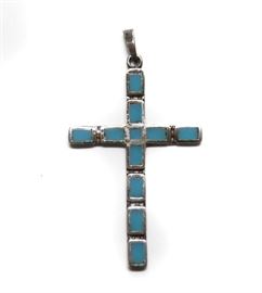 PRETTY MEXICO STERLING SILVER CROSS PENDANT