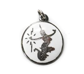 SIAM STERLING SILVER WITH WHITE ENAMEL PENDANT