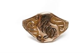LATE 1800s VICTORIAN 10k GOLD FILLED SIGNET RING