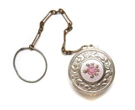 GUILLOUCHE ENAMEL SNUFF PILL BOX CHATILAINE