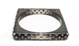 VINTAGE ACRYLIC RHINESTONE SMOKEY GRAY BANGLE