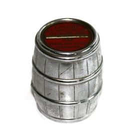 METAL BARREL COIN BANK LIFETIME DISTRIBUTOR CLE OH