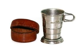 C F RUMPP COLLAPSIBLE TRAVEL CUP LEATHER CASE