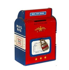 OHIO ART CO TIN LITHO MAILBOX BANK